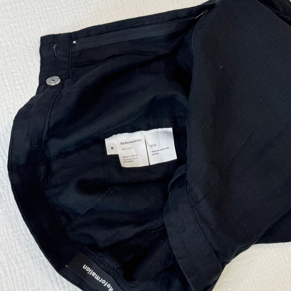 Reformation Black Linen Shorts Women's 0 Minimalist Summer Resort Vacation Euro - Picture 9 of 10
